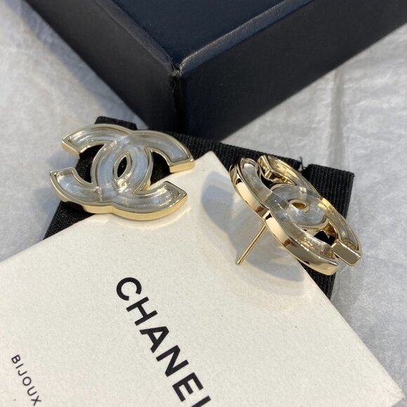 Auth CHANEL Metal Resin Earrings 25SS - Picture 4 of 5